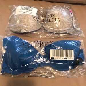 VSPink 36C grey padded bra and blue lined bra